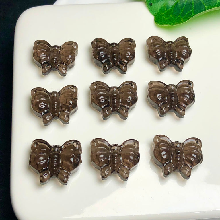 Natural Icy Obsidian Butterfly Jewelry Charms Beads Pendants