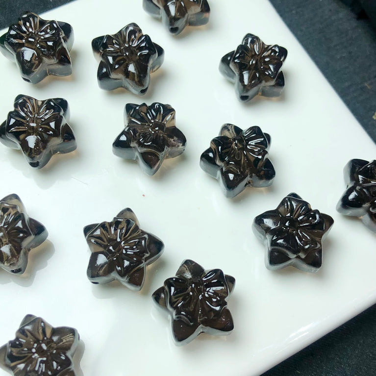 Natural Icy Obsidian Star with Bow Jewelry Charms Beads Pendants