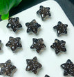 Natural Icy Obsidian Star with Bow Jewelry Charms Beads Pendants