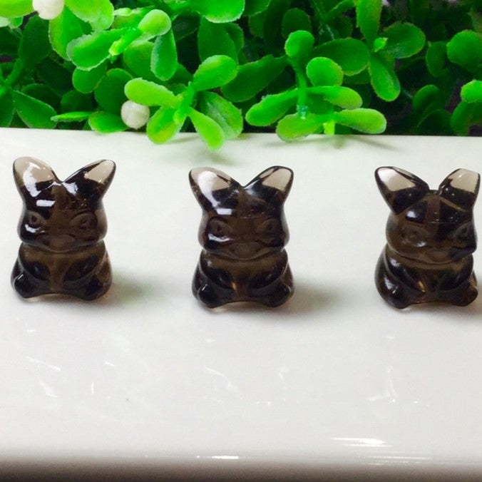 Natural Icy Obsidian Pikachu Jewelry Charms Beads Pendants