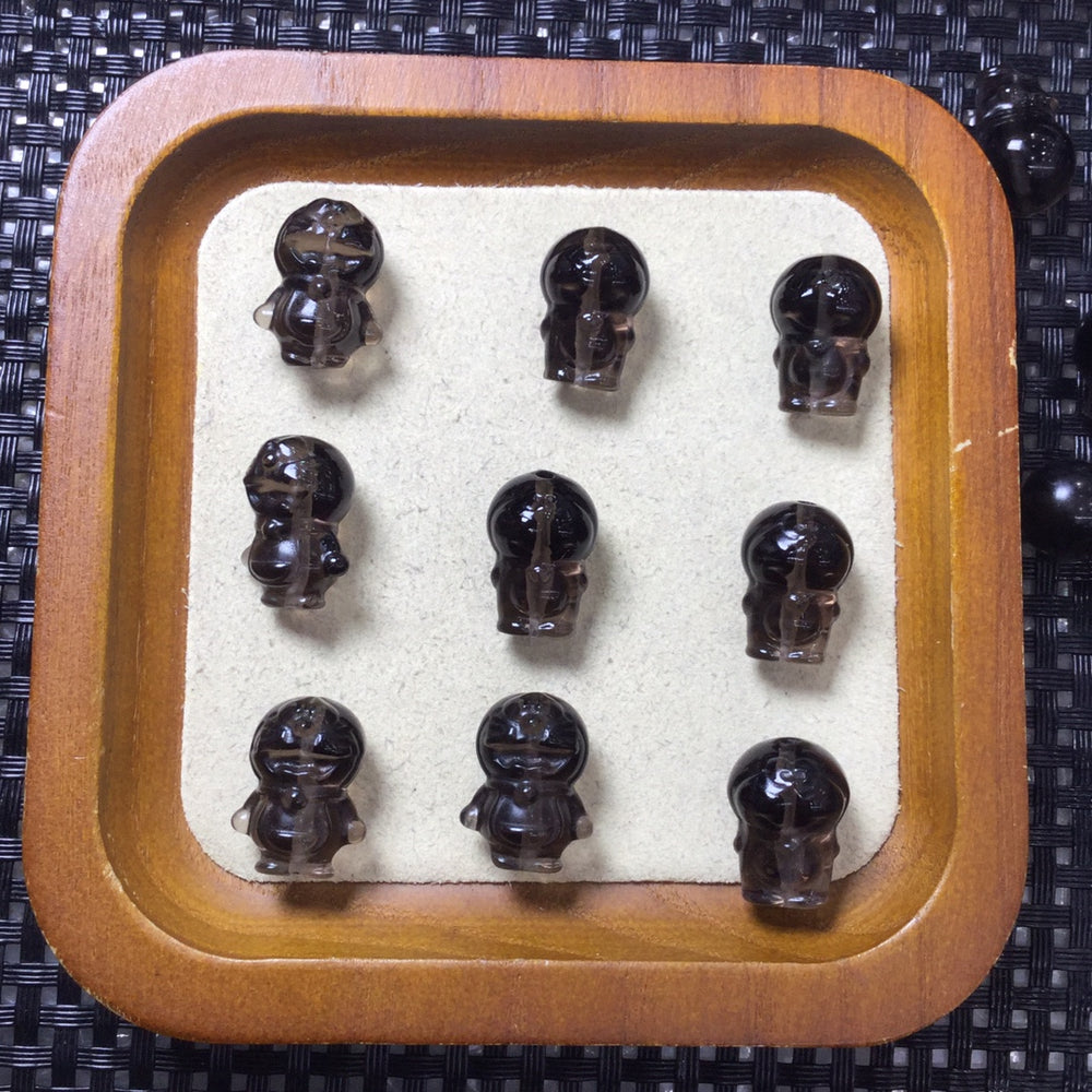 Natural Icy Obsidian Doraemon Jewelry Charms Beads Pendants