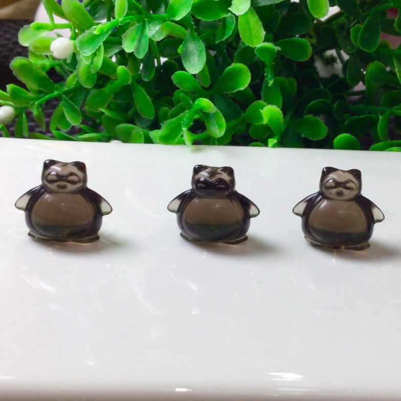 Natural Icy Obsidian Snorlax Jewelry Charms Beads Pendants