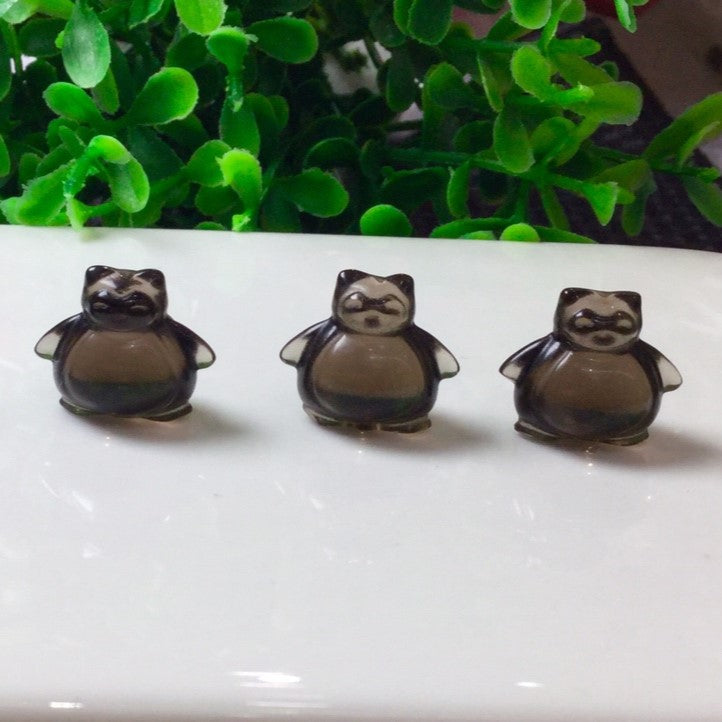Natural Icy Obsidian Snorlax Jewelry Charms Beads Pendants