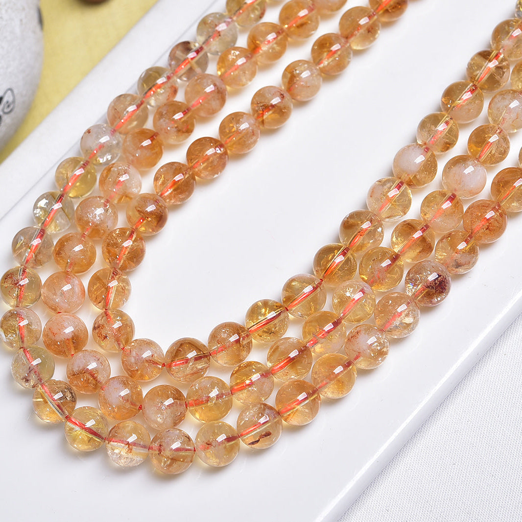Brazil Citrine Beads Strands Loose Beads Jewelry DIY Bracelets Natural Crystal