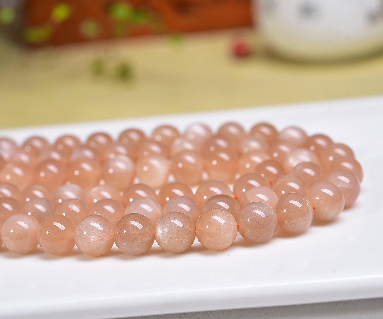 Orange Sunstone Beads Strands Loose Beads Jewelry DIY Bracelets Natural Crystal