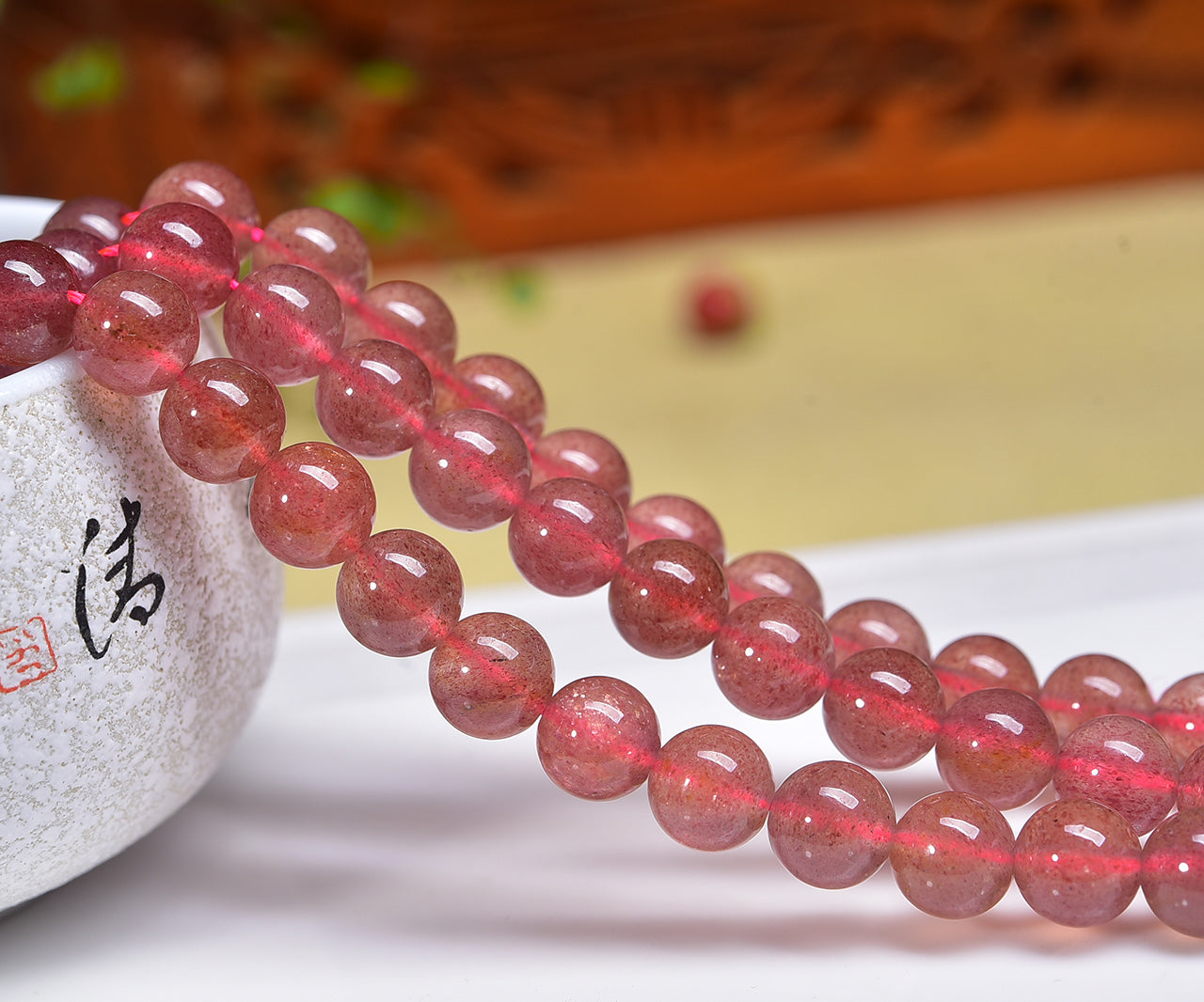 Strawberry Quartz Beads Strands Loose Beads Jewelry DIY Bracelets Natural Crystal