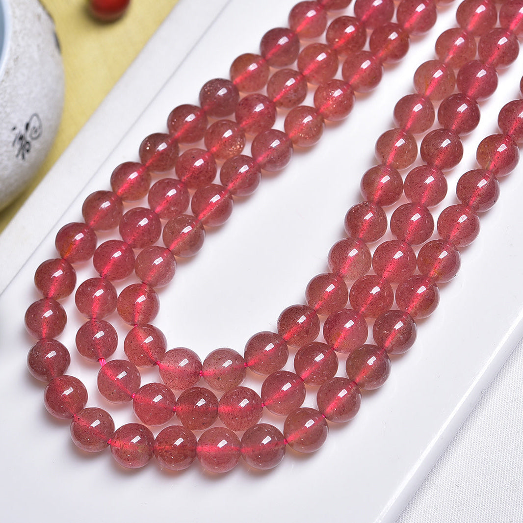 Strawberry Quartz Beads Strands Loose Beads Jewelry DIY Bracelets Natural Crystal