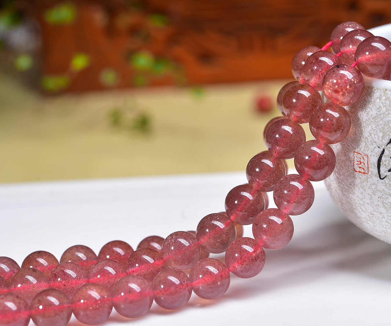 Strawberry Quartz Beads Strands Loose Beads Jewelry DIY Bracelets Natural Crystal