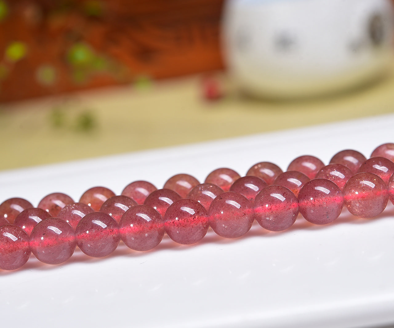 Strawberry Quartz Beads Strands Loose Beads Jewelry DIY Bracelets Natural Crystal