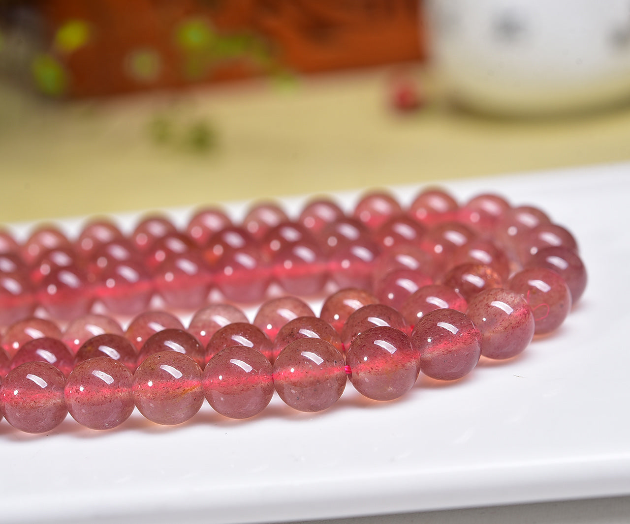 Strawberry Quartz Beads Strands Loose Beads Jewelry DIY Bracelets Natural Crystal