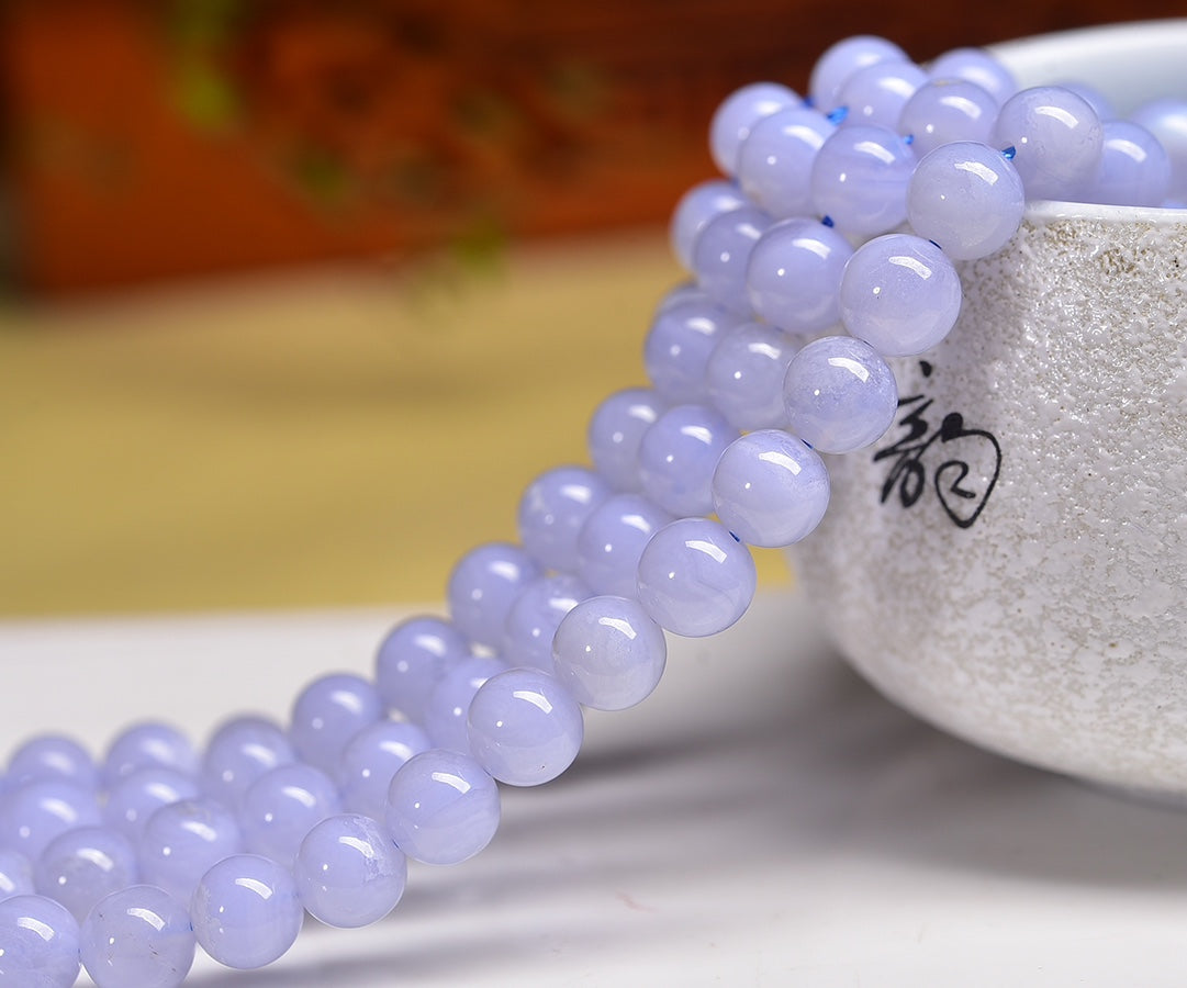 Blue Lace Agate Beads Strands Loose Beads Jewelry DIY Bracelets Natural Crystal