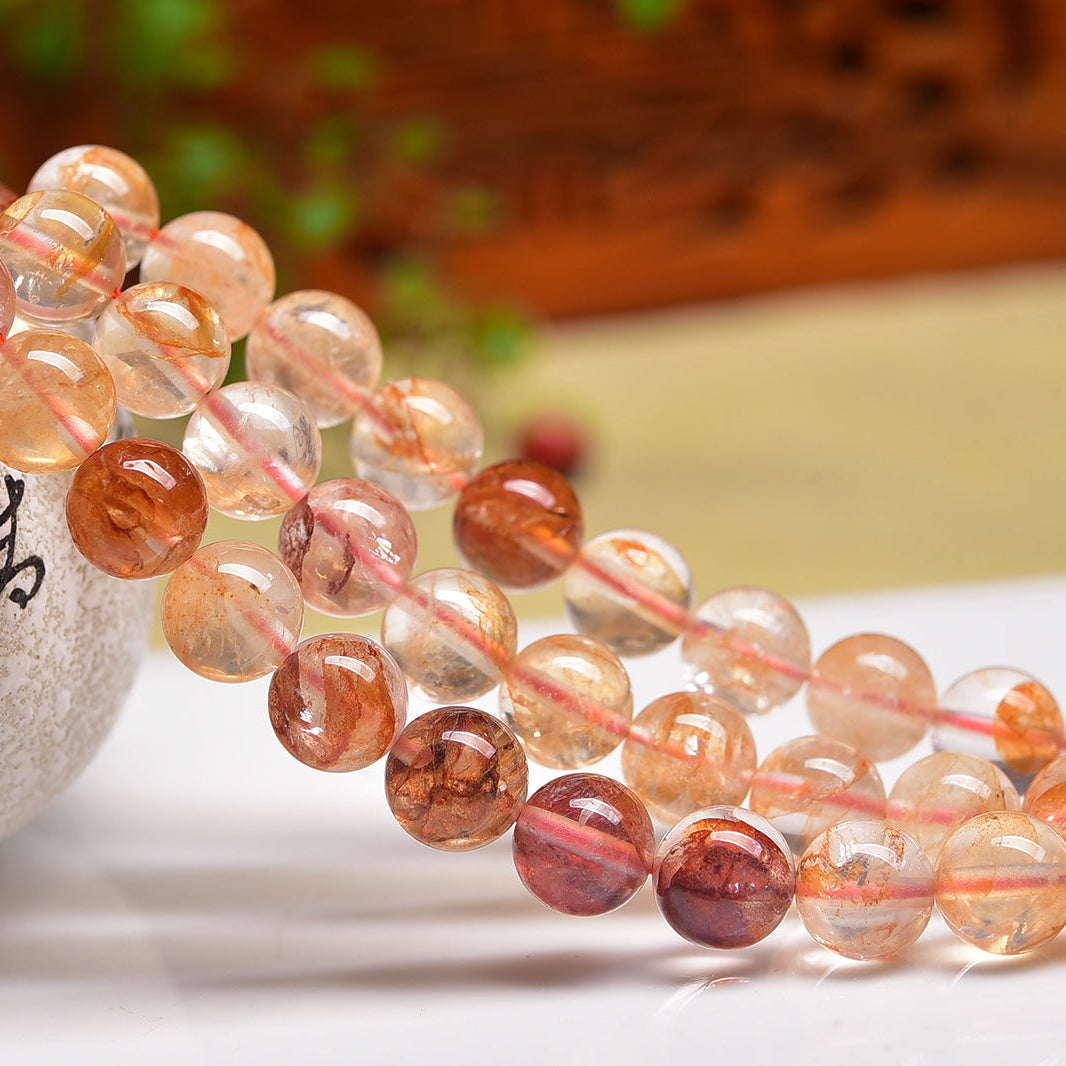 Natural Fire Quartz Beads Strands Loose Beads Jewelry DIY Bracelets Wholesale