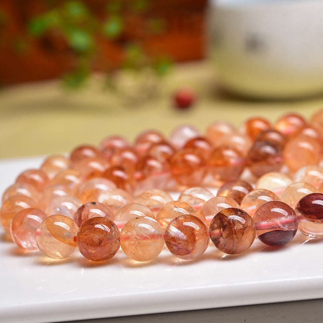 Natural Fire Quartz Beads Strands Loose Beads Jewelry DIY Bracelets Wholesale