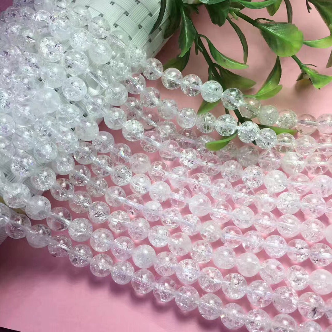 Natural Crackle Clear Quartz Beads Strands Loose Beads Jewelry DIY Bracelets Wholesale