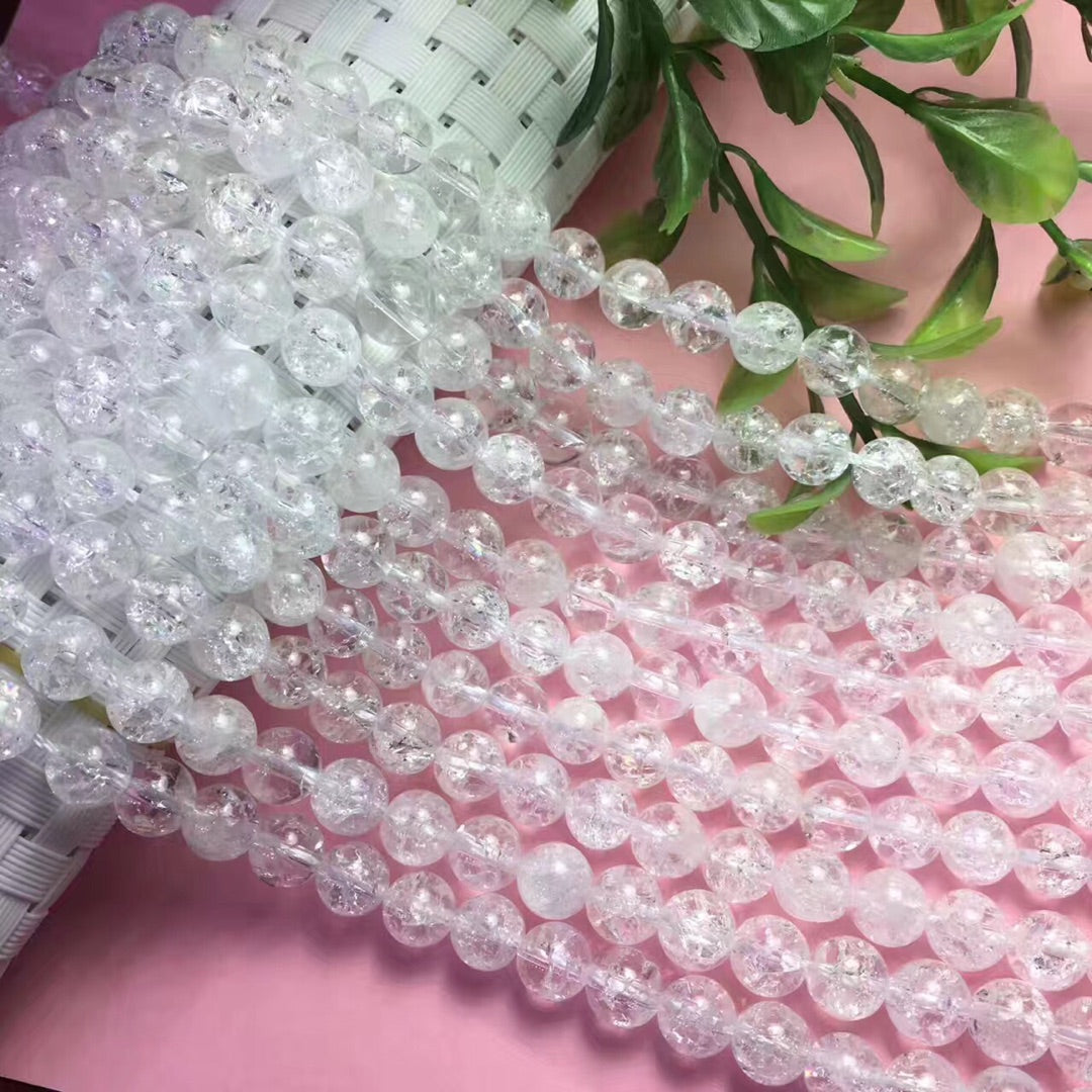 Natural Crackle Clear Quartz Beads Strands Loose Beads Jewelry DIY Bracelets Wholesale