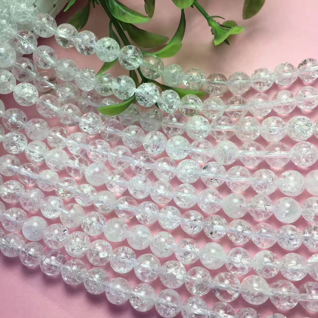 Natural Crackle Clear Quartz Beads Strands Loose Beads Jewelry DIY Bracelets Wholesale