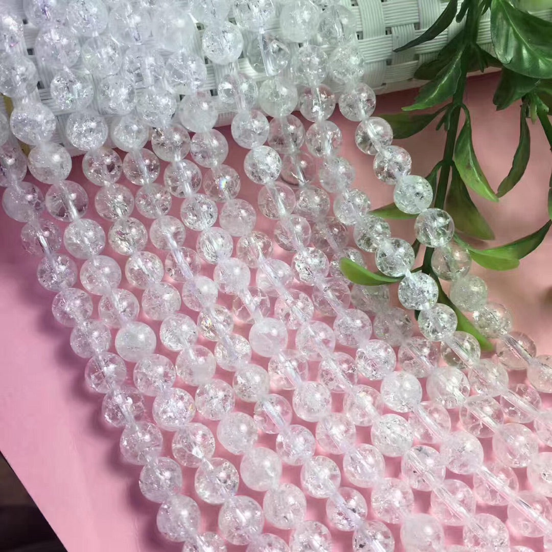 Natural Crackle Clear Quartz Beads Strands Loose Beads Jewelry DIY Bracelets Wholesale