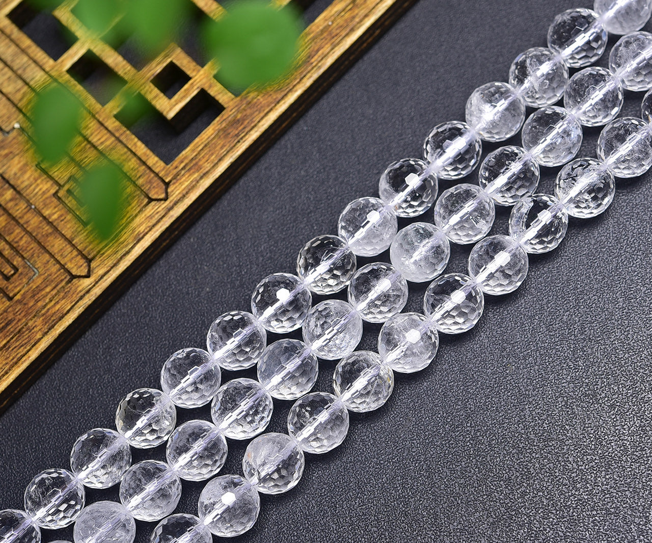 Natural Faceted Clear Quartz 128 Faces Cut Beads Strands Loose Beads