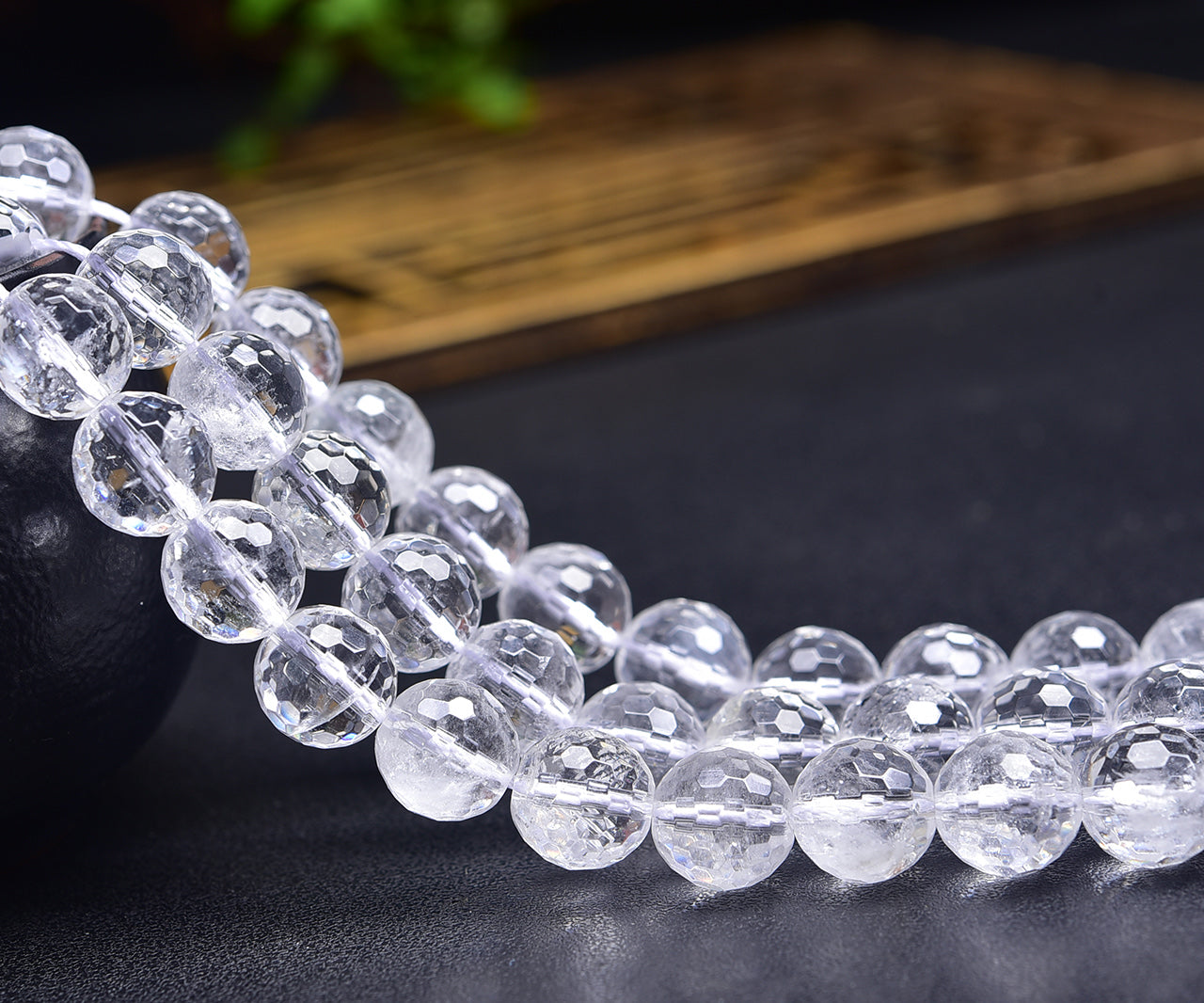 Natural Faceted Clear Quartz 128 Faces Cut Beads Strands Loose Beads