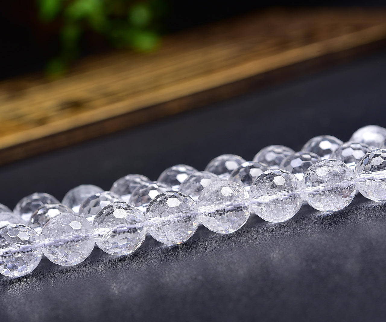Natural Faceted Clear Quartz 128 Faces Cut Beads Strands Loose Beads