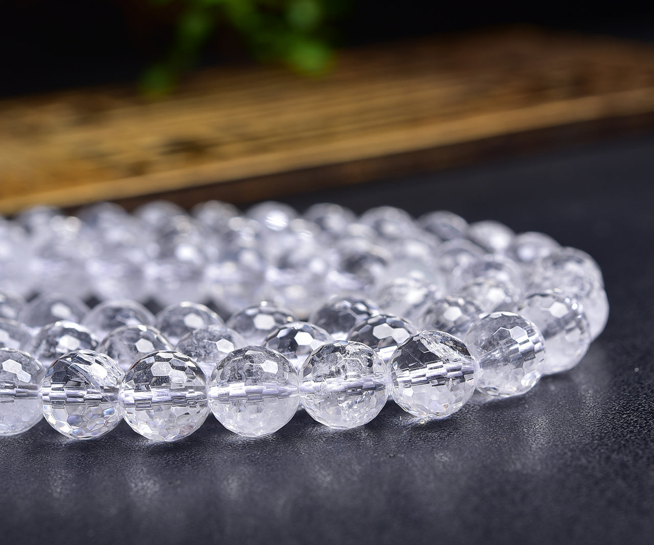 Natural Faceted Clear Quartz 128 Faces Cut Beads Strands Loose Beads
