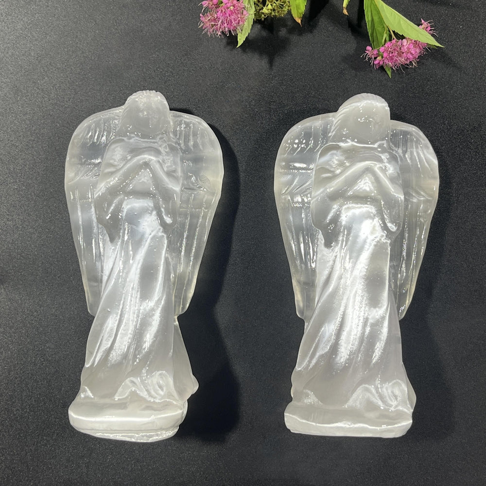 13CM Selenite Angel Carving Natural Crystal Healing Stone Home Decoration