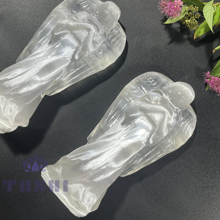 13CM Selenite Angel Carving Natural Crystal Healing Stone Home Decoration