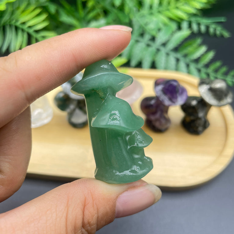 4CM Triple Mushroom Natural Crystal Carvings