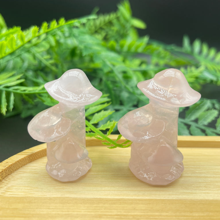 4CM Triple Mushroom Natural Crystal Carvings