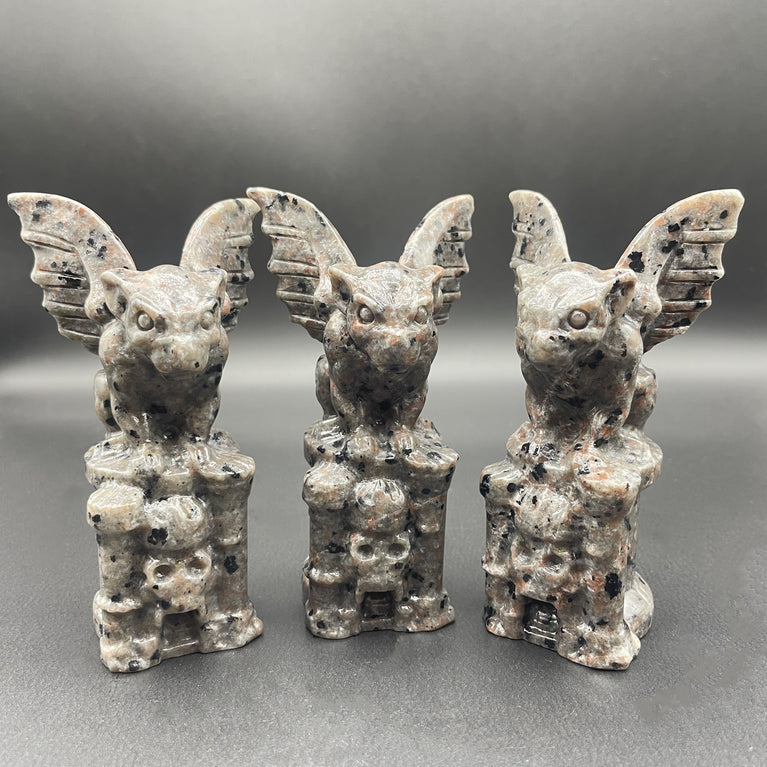 10CM Strong UV Reaction Yooperlite Gargoyle on Castle Statue