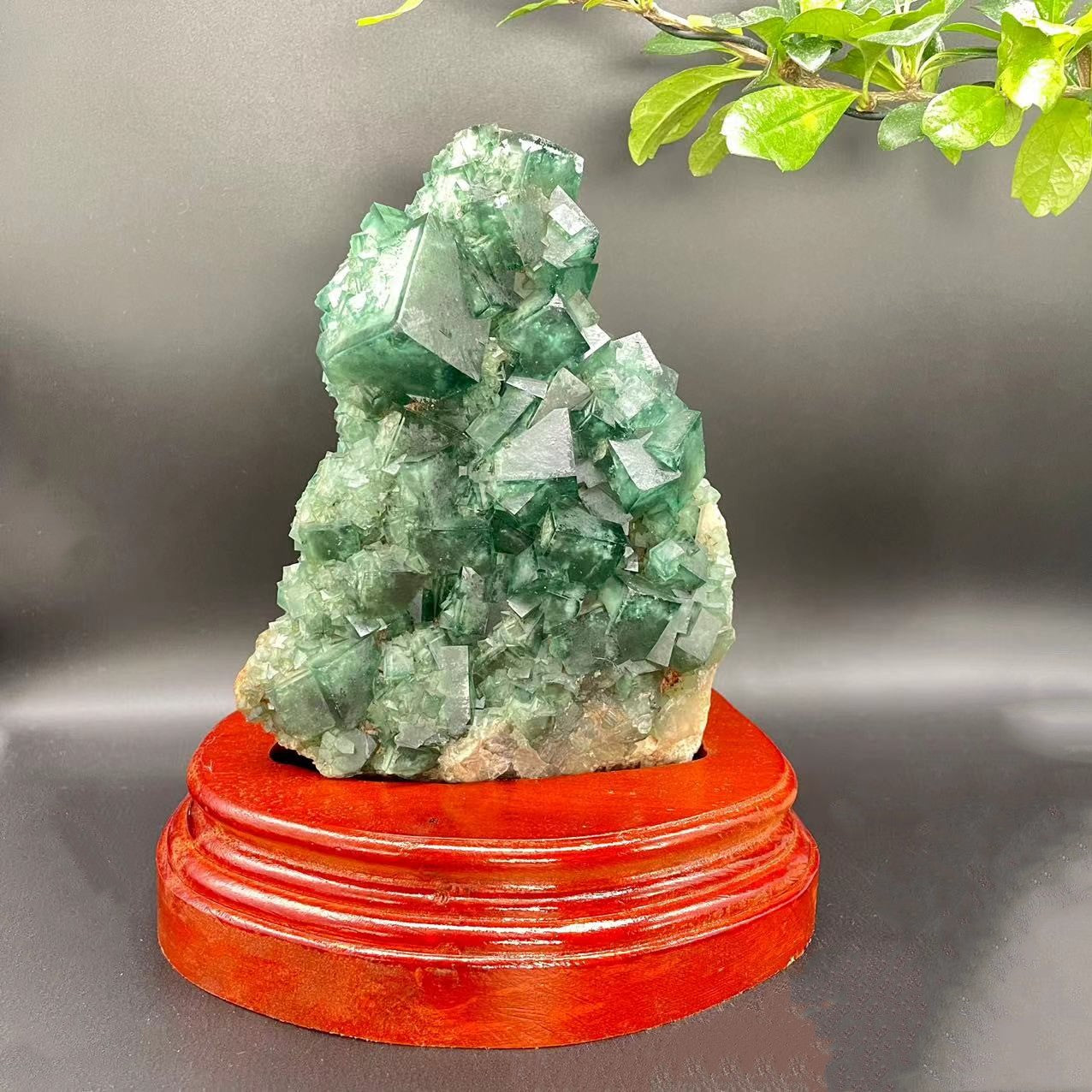 3.12LB Green Fluorite Cubes Specimen(stand included)