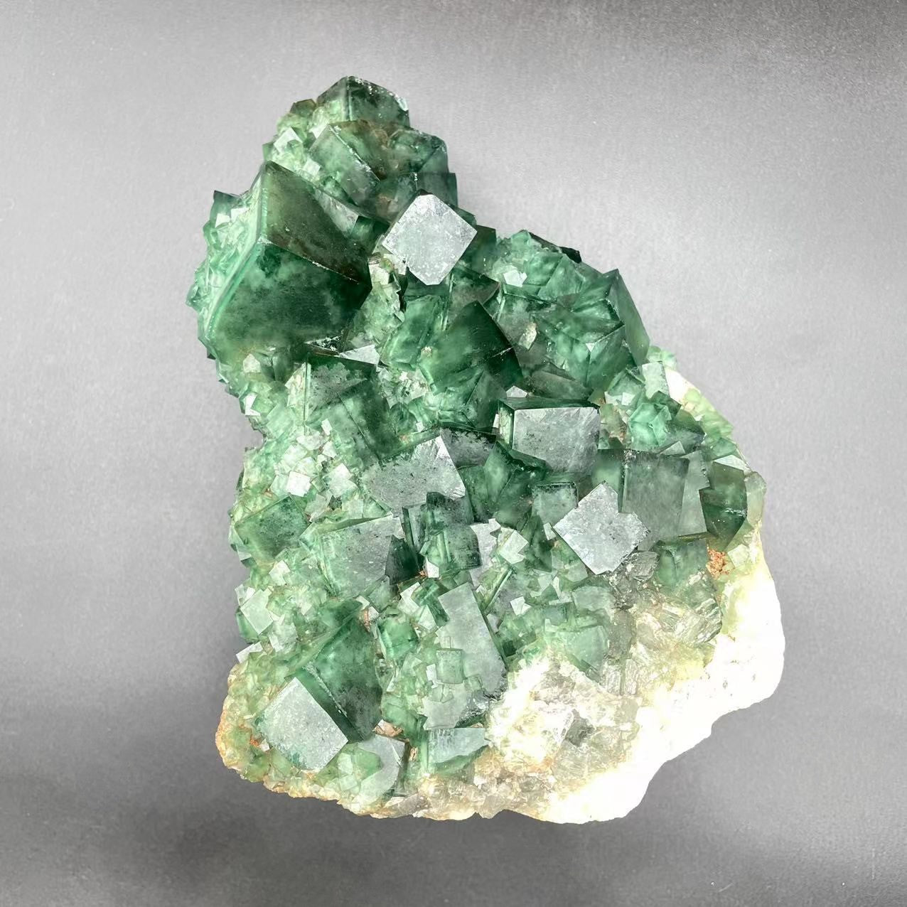 3.12LB Green Fluorite Cubes Specimen(stand included)