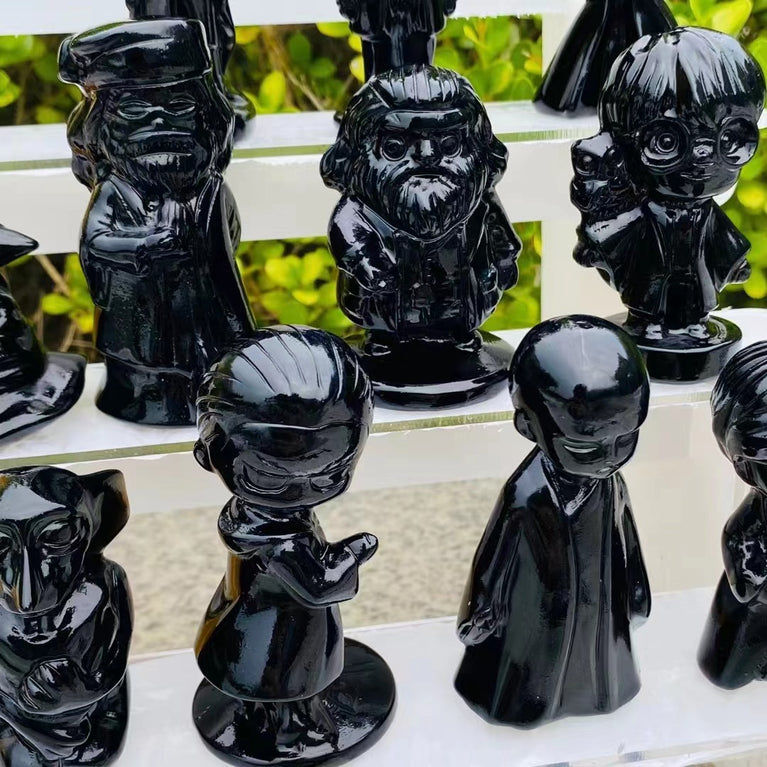 8CM Black Obsidian Harry Potter Figure Series Natural Crystal Carving