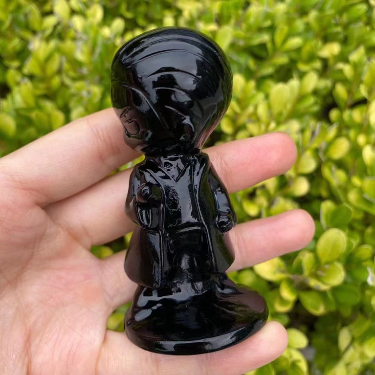 8CM Black Obsidian Harry Potter Figure Series Natural Crystal Carving