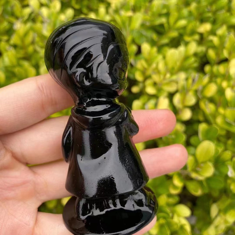 8CM Black Obsidian Harry Potter Figure Series Natural Crystal Carving