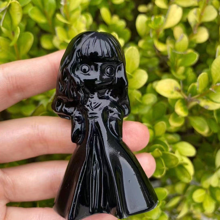 8CM Black Obsidian Harry Potter Figure Series Natural Crystal Carving