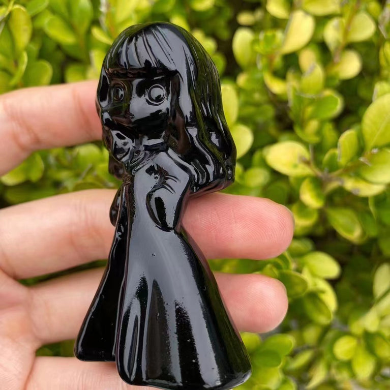 8CM Black Obsidian Harry Potter Figure Series Natural Crystal Carving