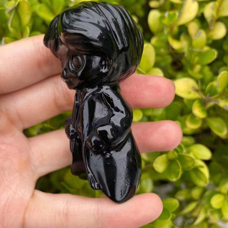 8CM Black Obsidian Harry Potter Figure Series Natural Crystal Carving