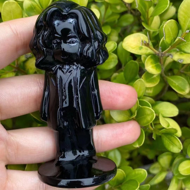 8CM Black Obsidian Harry Potter Figure Series Natural Crystal Carving