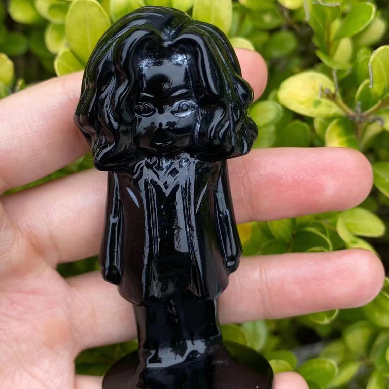 8CM Black Obsidian Harry Potter Figure Series Natural Crystal Carving