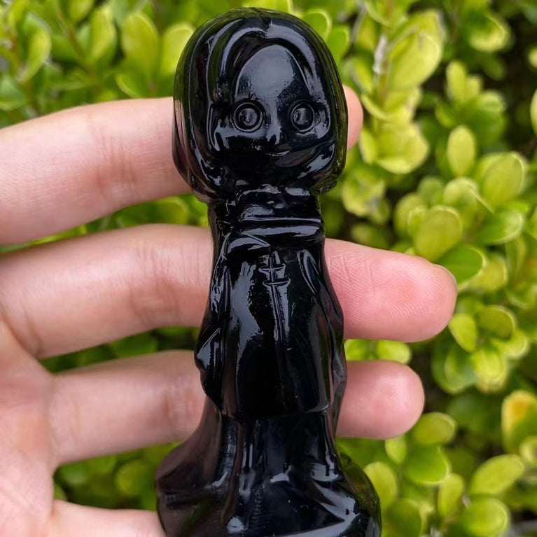 8CM Black Obsidian Harry Potter Figure Series Natural Crystal Carving