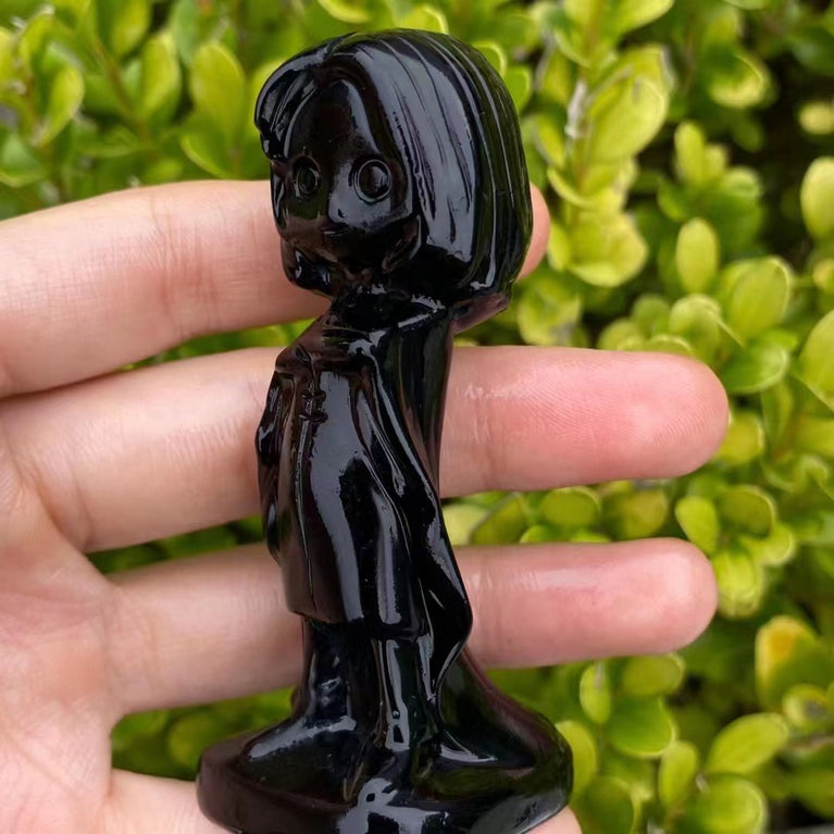 8CM Black Obsidian Harry Potter Figure Series Natural Crystal Carving