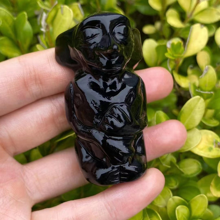 8CM Black Obsidian Harry Potter Figure Series Natural Crystal Carving