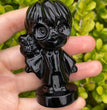 8CM Black Obsidian Harry Potter Figure Series Natural Crystal Carving