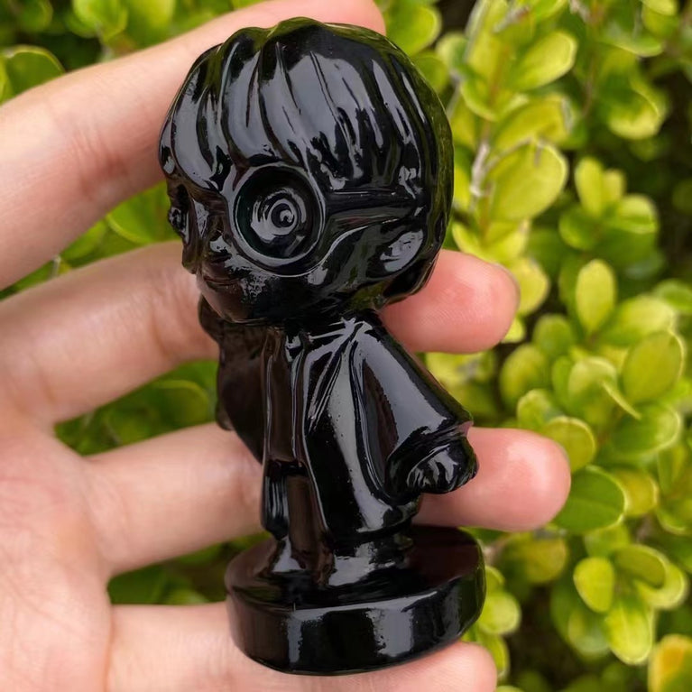 8CM Black Obsidian Harry Potter Figure Series Natural Crystal Carving