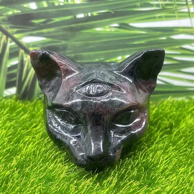 5CM Cat Head Carving Natural Crystal