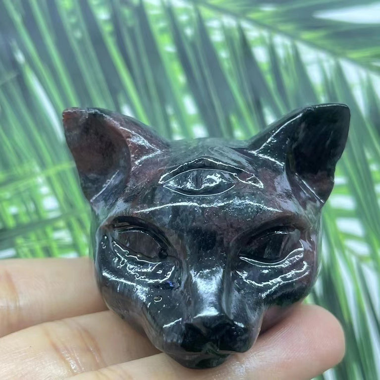 5CM Cat Head Carving Natural Crystal