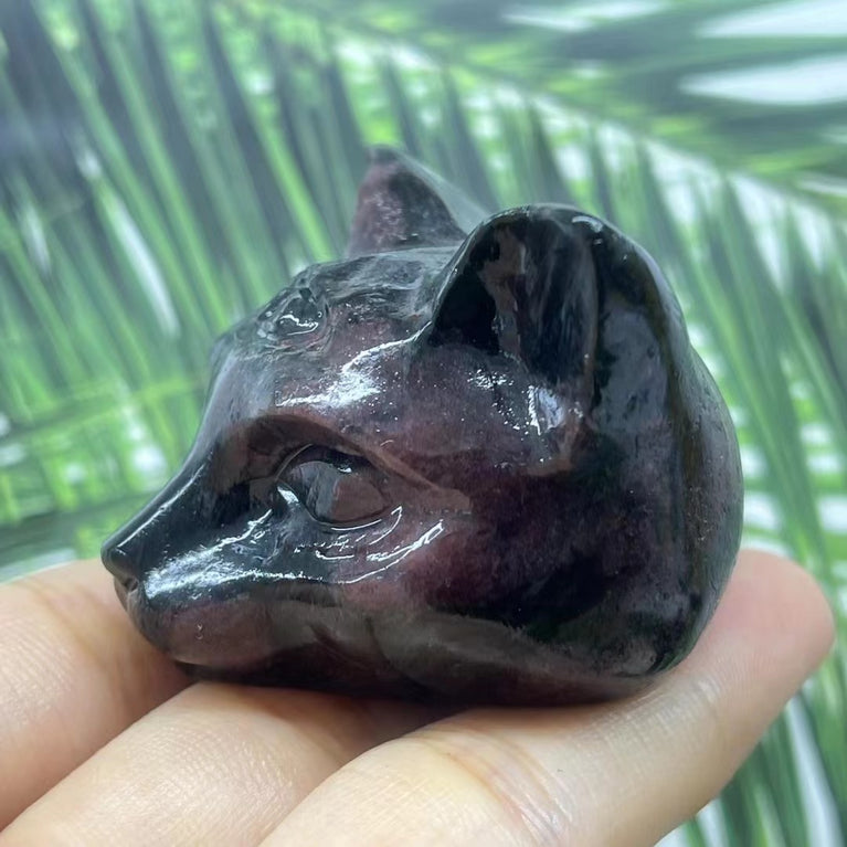 5CM Cat Head Carving Natural Crystal