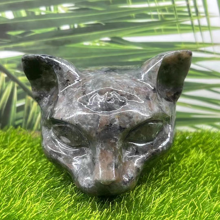 5CM Cat Head Carving Natural Crystal