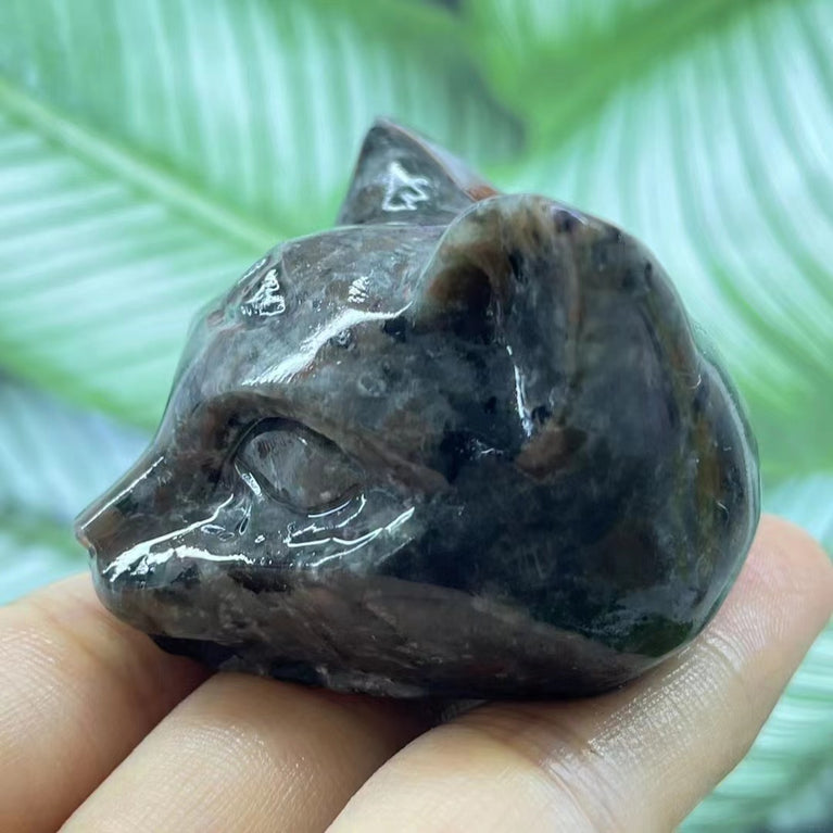 5CM Cat Head Carving Natural Crystal